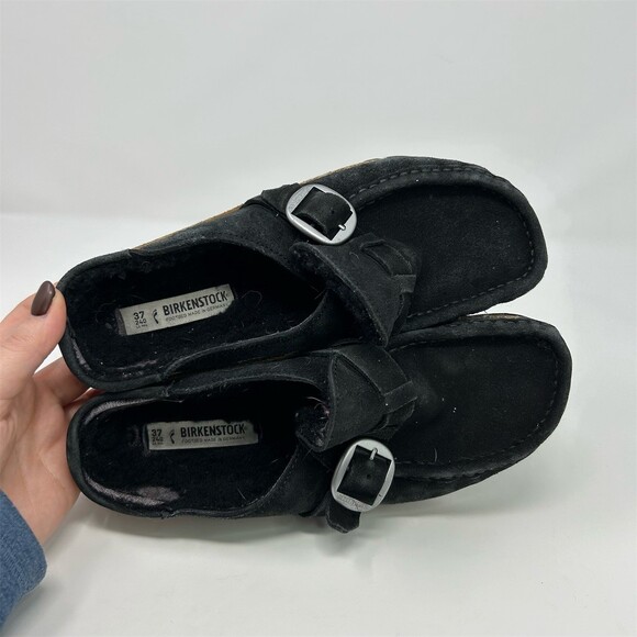 Birkenstock Buckley Shearling Clog Mule Black Slip-On Size 6 EU 37 Medium/Narrow - Picture 10 of 11